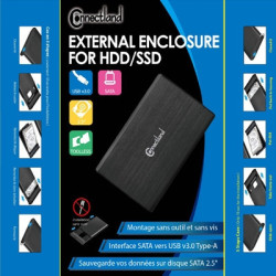 1908127 Boîtier externe 2.5p SATA USB 3.0 Alu sans vis Noir | ECP Grossiste informatique