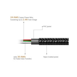 ADAET028369 ADATA Cable MicroUSB Noir Longueur 100cm